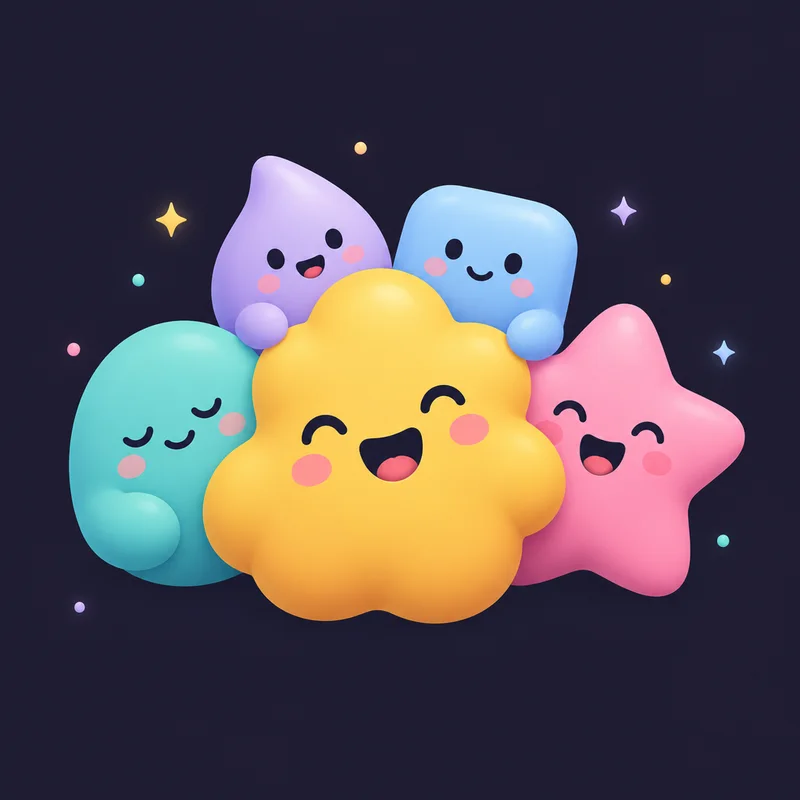 Blobby's mood characters huddled together
